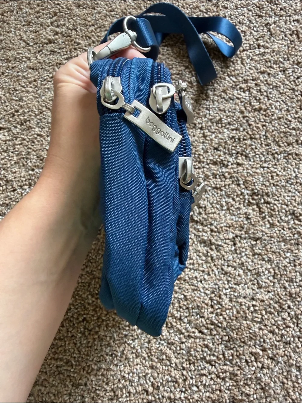 BAGGALLINI Blue Legacy Triple Zip Bagg Crossbody Convertible Clutch Waist Bag